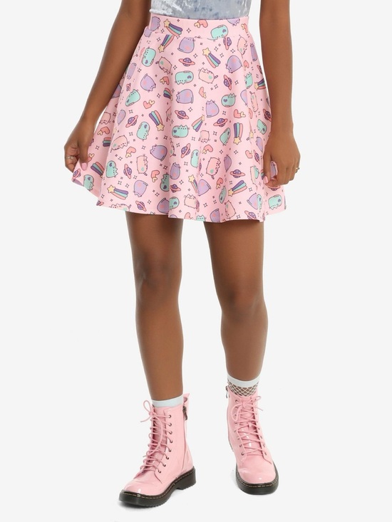 Pusheen Dresses & Skirts - Hot Topic Pusheen Pink Space Skater Skirt Sz XL